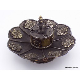 Brûleur d'encens tibétain Lotus en métal vieilli Encens tibétains, accessoires BETLOT1