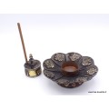 Brûleur d'encens tibétain Lotus en métal vieilli Encens tibétains, accessoires BETLOT1