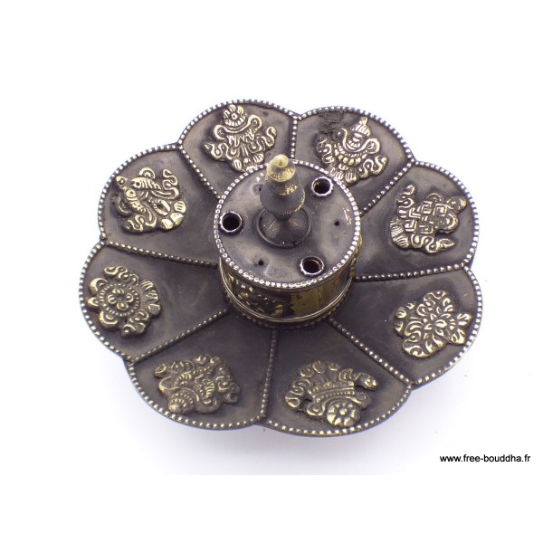 Brûleur d'encens tibétain Lotus en métal vieilli Encens tibétains, accessoires BETLOT1