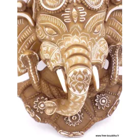 Statuette tibetaine masque mural Ganesh patine naturelle 30 cm - Statuettes bouddhistes tibétaines artisanales
