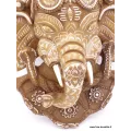 Statuette tibetaine masque mural Ganesh patine naturelle 30 cm - Statuettes bouddhistes tibétaines artisanales