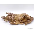 Statuette tibetaine masque mural Ganesh patine naturelle 30 cm - Statuettes bouddhistes tibétaines artisanales