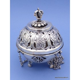 Brûleur d'encens tibétain plaqué argent Brûleurs et porte-encens 4059MB
