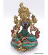 Statue Tara Verte en laiton et pierres naturelles 14 cm Statuettes Bouddhistes 6048.1