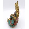 Statue Tara Verte en laiton et pierres naturelles 14 cm Statuettes Bouddhistes 6048.1