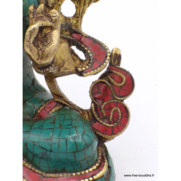 Statue Tara Verte en laiton et pierres naturelles 14 cm Statuettes Bouddhistes 6048.1