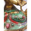 Statue Chenrezi laiton et pierres naturelles 15 cm - Statuettes bouddhistes tibétaines artisanales