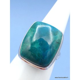 Bague Chrysocolle du Pérou rectangulaire Taille 61 Bagues pierres naturelles XV73.1