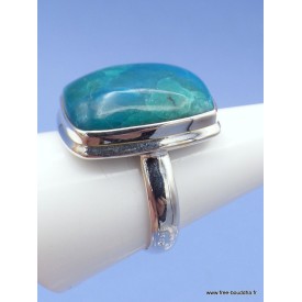 Bague Chrysocolle du Pérou rectangulaire Taille 61 Bagues pierres naturelles XV73.1