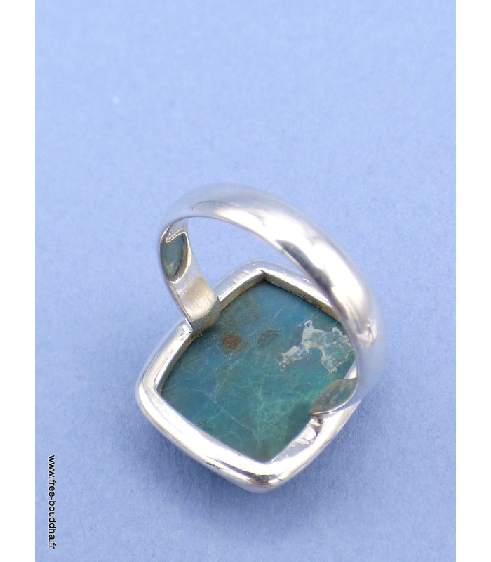 Bague Chrysocolle du Pérou rectangulaire Taille 61 Bagues pierres naturelles XV73.1