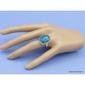 Bague Chrysocolle du Pérou rectangulaire Taille 61 Bagues pierres naturelles XV73.1