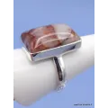 Bague Quartz Hématoïde rectangulaire taille 63 - Bijoux en Quartz Hématoïde