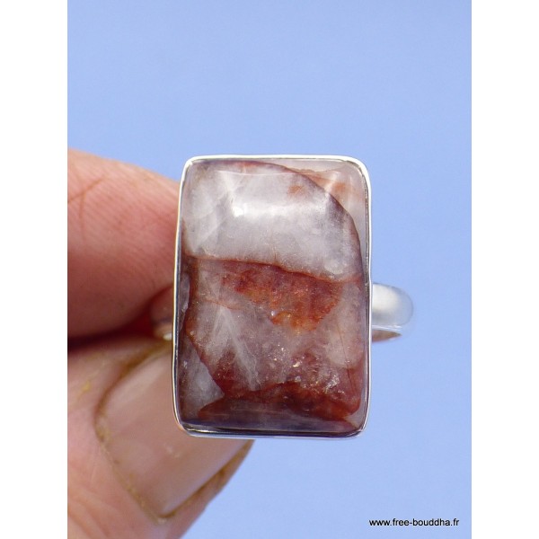 Bague Quartz Hématoïde rectangulaire taille 63 Bijoux en Quartz Hématoïde XV75.2