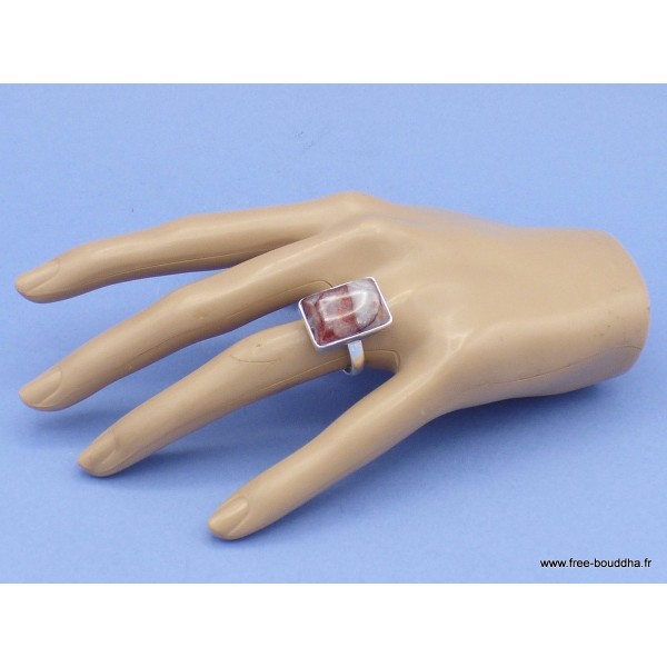 Bague Quartz Hématoïde rectangulaire taille 63 Bijoux en Quartz Hématoïde XV75.2