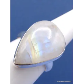 Bague Pierre de lune arc-en-ciel goutte taille 57 - Bagues pierres naturelles