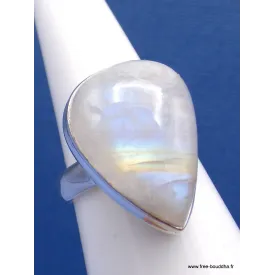 Bague Pierre de lune arc-en-ciel goutte taille 57 - Bagues pierres naturelles