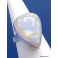 Bague Pierre de lune arc-en-ciel goutte taille 57 - Bagues pierres naturelles