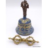 Cloche tibétaine et dordjé bouddhiste 15 cm bleu Cloches et dorjé tibétains ETCH1