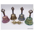 Cloche tibétaine et dorjé bouddhiste 15 cm Pourpre Objets rituels bouddhistes ETCH3