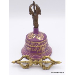 Cloche et dorjé tibétain 15 cm Pourpre Objets rituels bouddhistes ETCH3