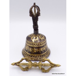 Cloche et dorjé tibétain 15 cm marron Objets rituels bouddhistes ETCH4