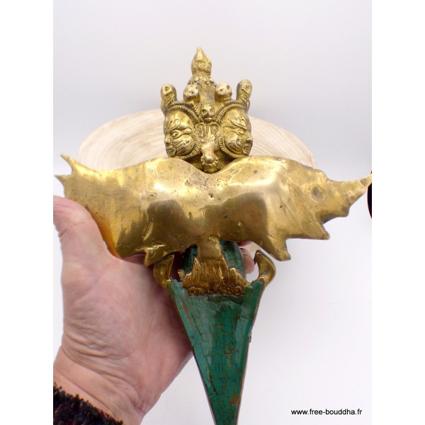 Rare Phurba en laiton et pierres 1,9 kilo Objets rituels bouddhistes PHUR5