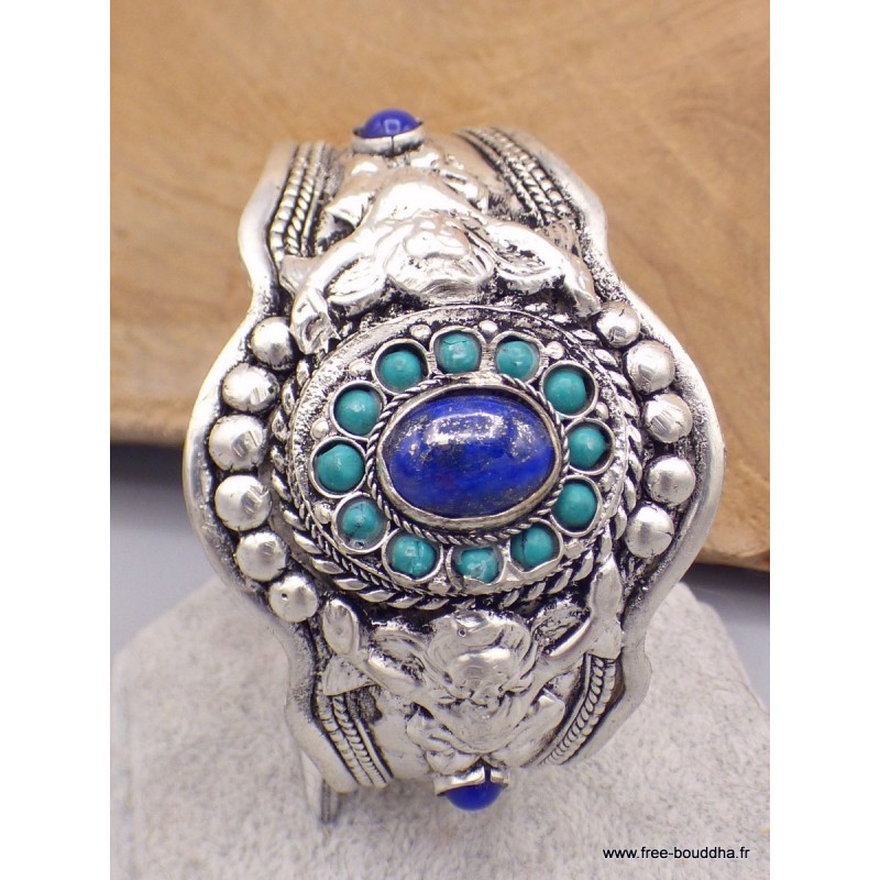 Bracelet tibétain Lapis Lazuli et turquoises Bracelets pierres naturelles BRLAT