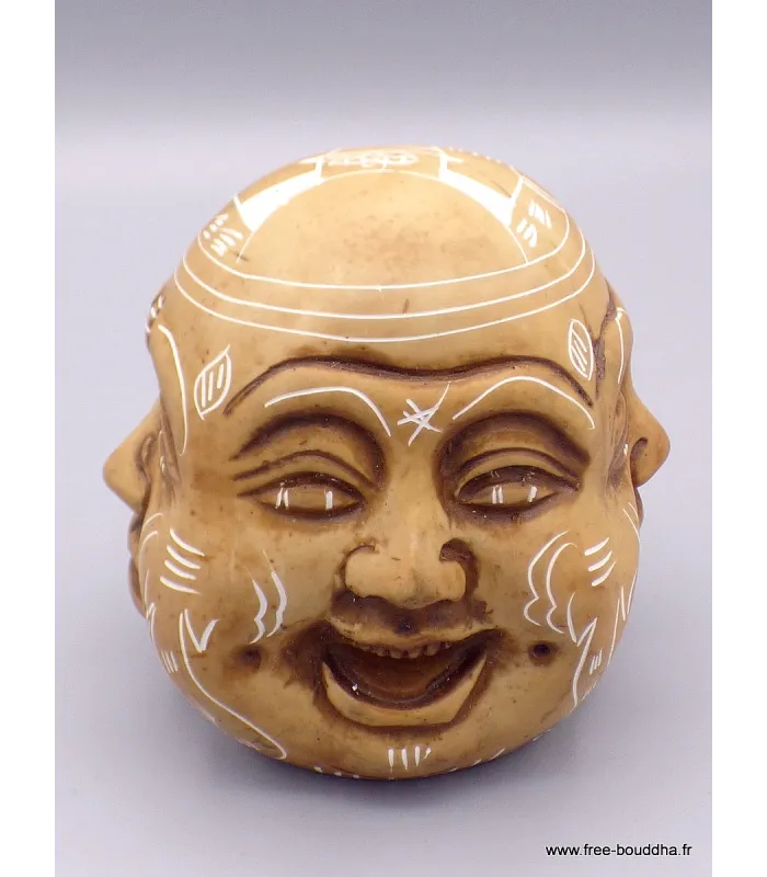 Statuette en résine Tête de Bouddha patine naturelle - Objets rituels bouddhistes