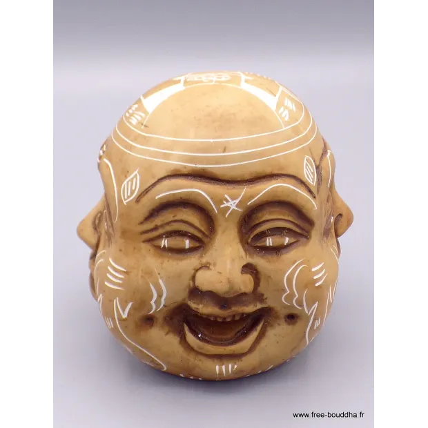 Statuette en résine Tête de Bouddha patine naturelle - Objets rituels bouddhistes