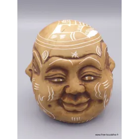Statuette en résine Tête de Bouddha patine naturelle - Objets rituels bouddhistes