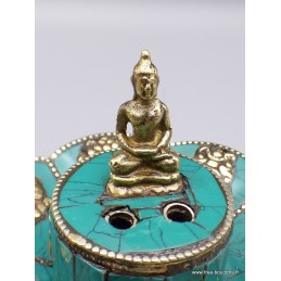 Porte encens tibétain cuivre et turquoise Bouddha Brûleurs et porte-encens PETU2