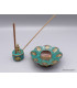 Porte encens tibétain cuivre et turquoise Bouddha Brûleurs et porte-encens PETU2