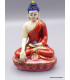 Statue Bouddha Sakyamouni résine rouge et beige Statuettes Bouddhistes STABUR1