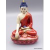 Statue Bouddha Sakyamouni résine rouge et beige Statuettes Bouddhistes STABUR1