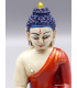 Statue Bouddha Sakyamouni résine rouge et beige Statuettes Bouddhistes STABUR1