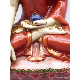 Statue Bouddha Sakyamouni résine rouge et beige Statuettes Bouddhistes STABUR1