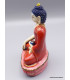 Statue Bouddha Sakyamouni résine rouge et beige Statuettes Bouddhistes STABUR1