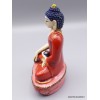 Statue Bouddha Sakyamouni résine rouge et beige Statuettes Bouddhistes STABUR1
