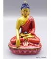 Statue Bouddha Sakyamouni résine rouge et or - Objets rituels bouddhistes
