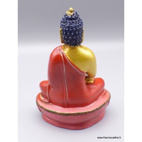 Statue Bouddha Sakyamouni résine rouge et or Statuettes Bouddhistes STABUR2