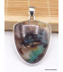 Pendentif Bois de Colla semi-oval turquoise marron Pendentifs pierres naturelles PAC16.3