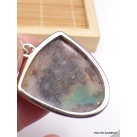 Pendentif Bois de Colla semi-oval turquoise marron Pendentifs pierres naturelles PAC16.3