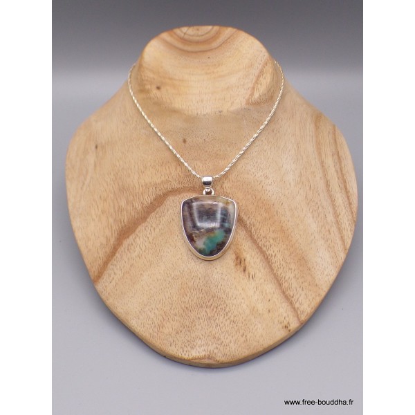 Pendentif Bois de Colla semi-oval turquoise marron Pendentifs pierres naturelles PAC16.3