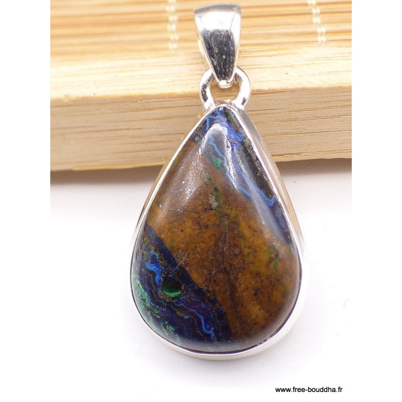 Pendentif Azurite Boulder avec traces de Malachite Pendentifs pierres naturelles PAC10.5