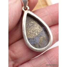 Pendentif en Pyrite sur Agate forme goutte Pendentifs pierres naturelles PAC2.3