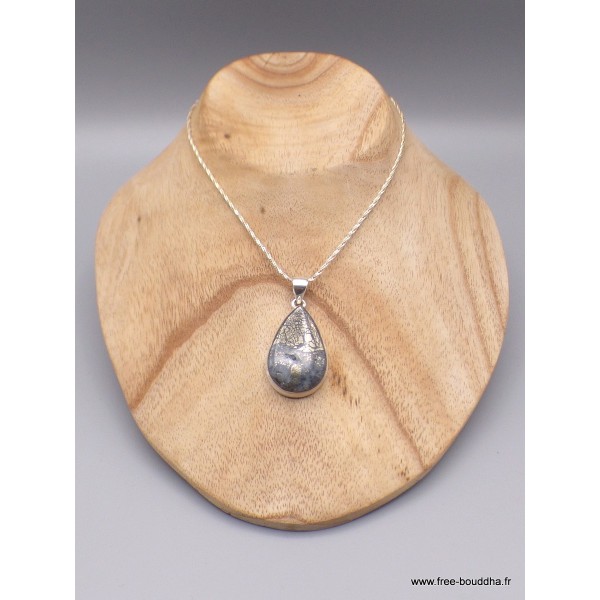 Pendentif en Pyrite sur Agate forme goutte Pendentifs pierres naturelles PAC2.3