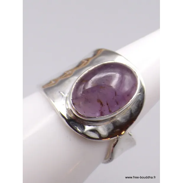 Bague Cacochynite Super Seven asymetrique Taille 55 - Bagues pierres naturelles