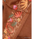 Châle femme laine marron chocolat brodé fil Pashminas laine et broderies CBP18