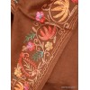 Châle femme laine marron chocolat brodé fil Pashminas laine et broderies CBP18