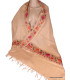 Châle femme laine beige rosé brodé fils Pashminas laine et broderies CBP19